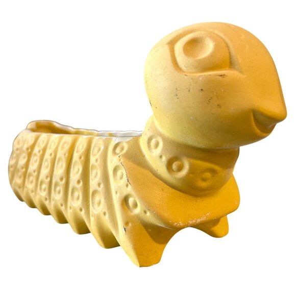 Rare Mid Century Floraline by McCoy Pottery Yellow Ceramic Caterpillar Planter - Picture 1 of 12